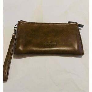 Scottish Hendoz brown leather wristlet wallet with wrist strap